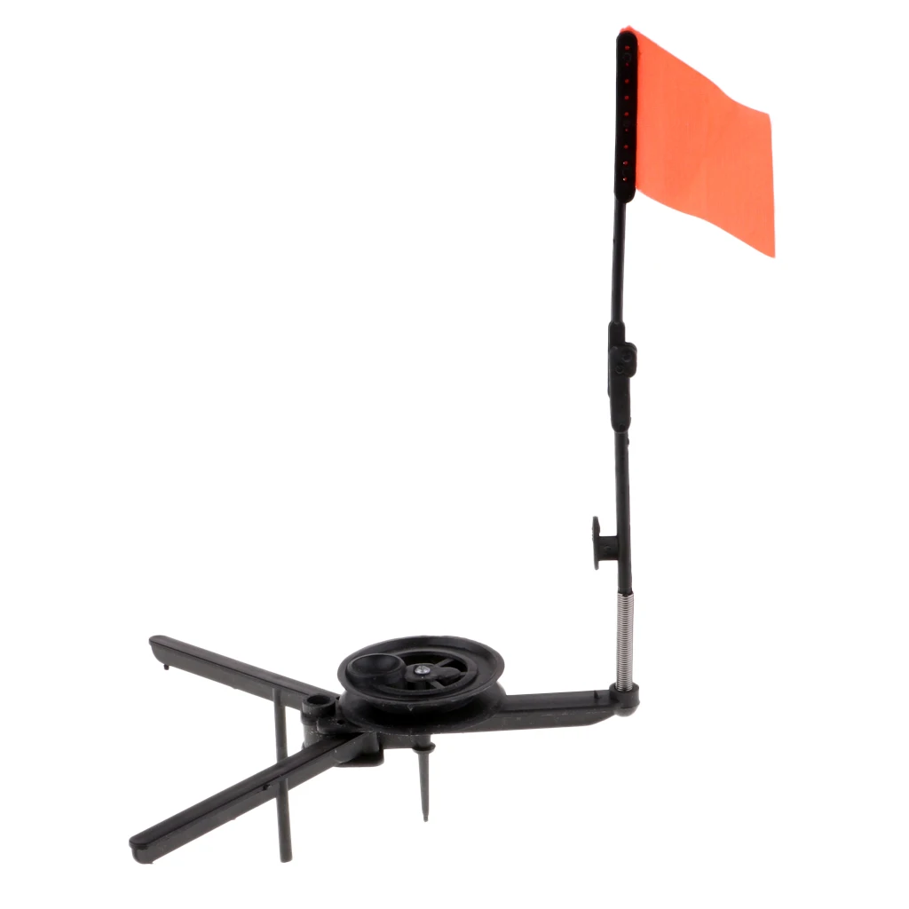 ABS Ice Fishing Tip-Up Ice Fishing Rod with Hole Cover and Orange Flag