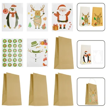 

1 Set Durable Helpful Baking Bags Candy Pouches Christmas Paper Bags DIY Paper Bags for Bakery Home