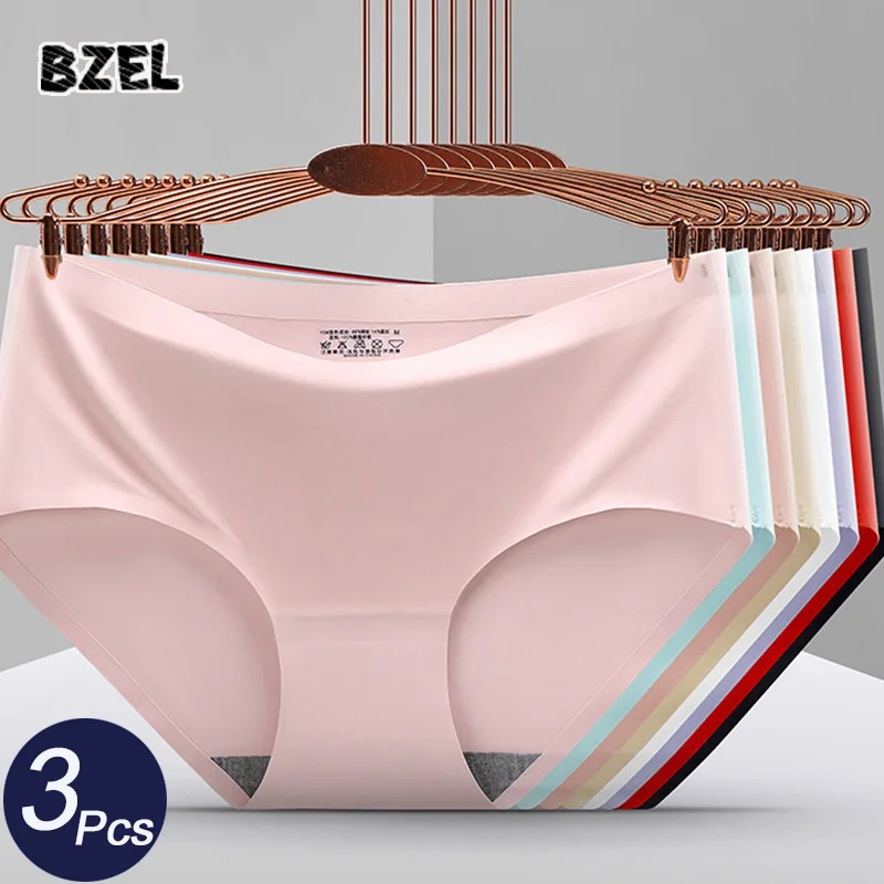 BZEL 3Pcs/lot Sexy Women Sport Panties Set Underwear Seamless Silk Briefs Low Waist Woman Intimates Comfort Lady Lingerie Panty | Женская
