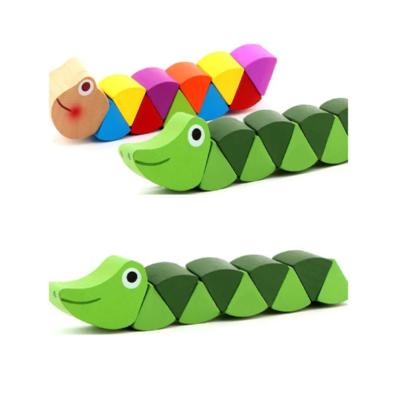 

Wooden Toy Changeable Colored Caterpillar Puzzle Animal Doll Toy Color Twisted Worm Educational Toys