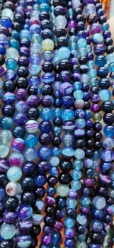 

VIolet blue veins Agate gemstone faceted Round Loose beads onyx-carneial Cracked Dragon Loose beads DIY 16" Str