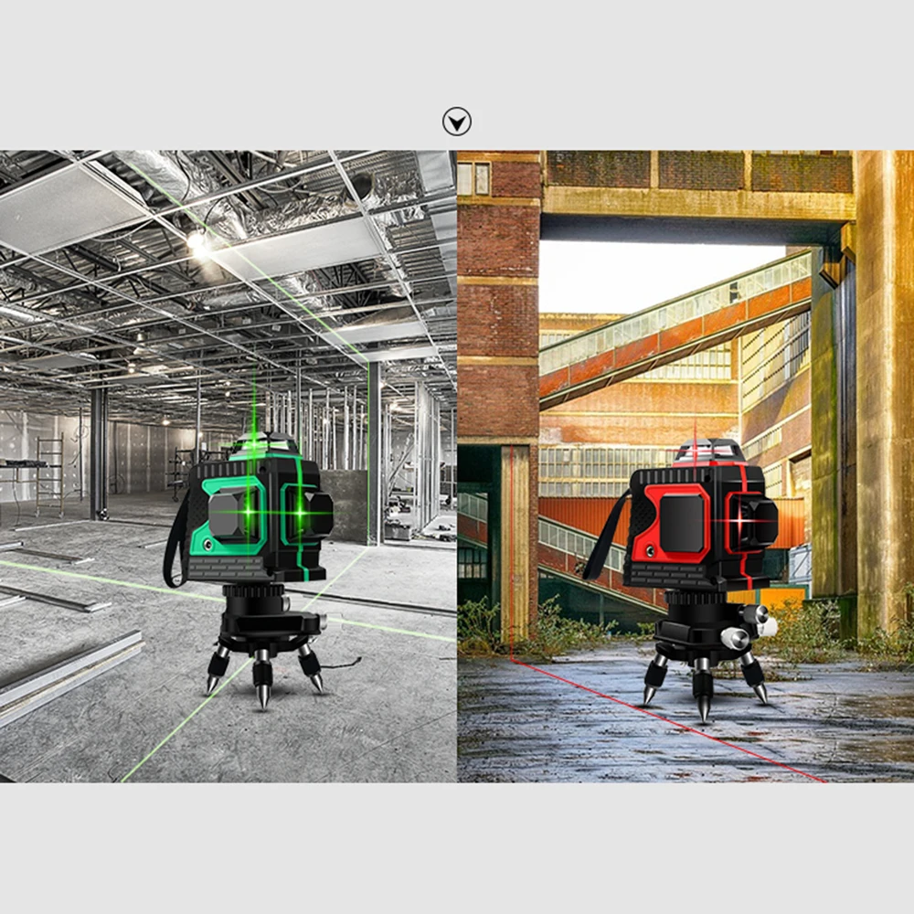 

Laser Level 12 Lines Dustproof Lazer Levels With Pivoting Base 3D Red Green Laser Level 360 Self-leveling Level Instrument