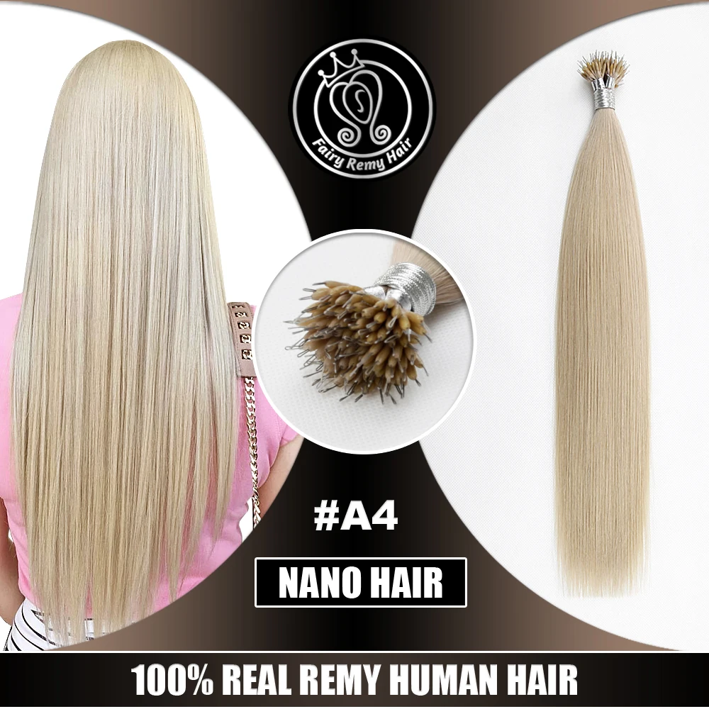 Сказочные волосы remy 1" настоящие человеческие волосы Remy Nano Tip для наращивания светлые цветные микро бусины для наращивания волос 40 г в упаковке 0,8 г/локон