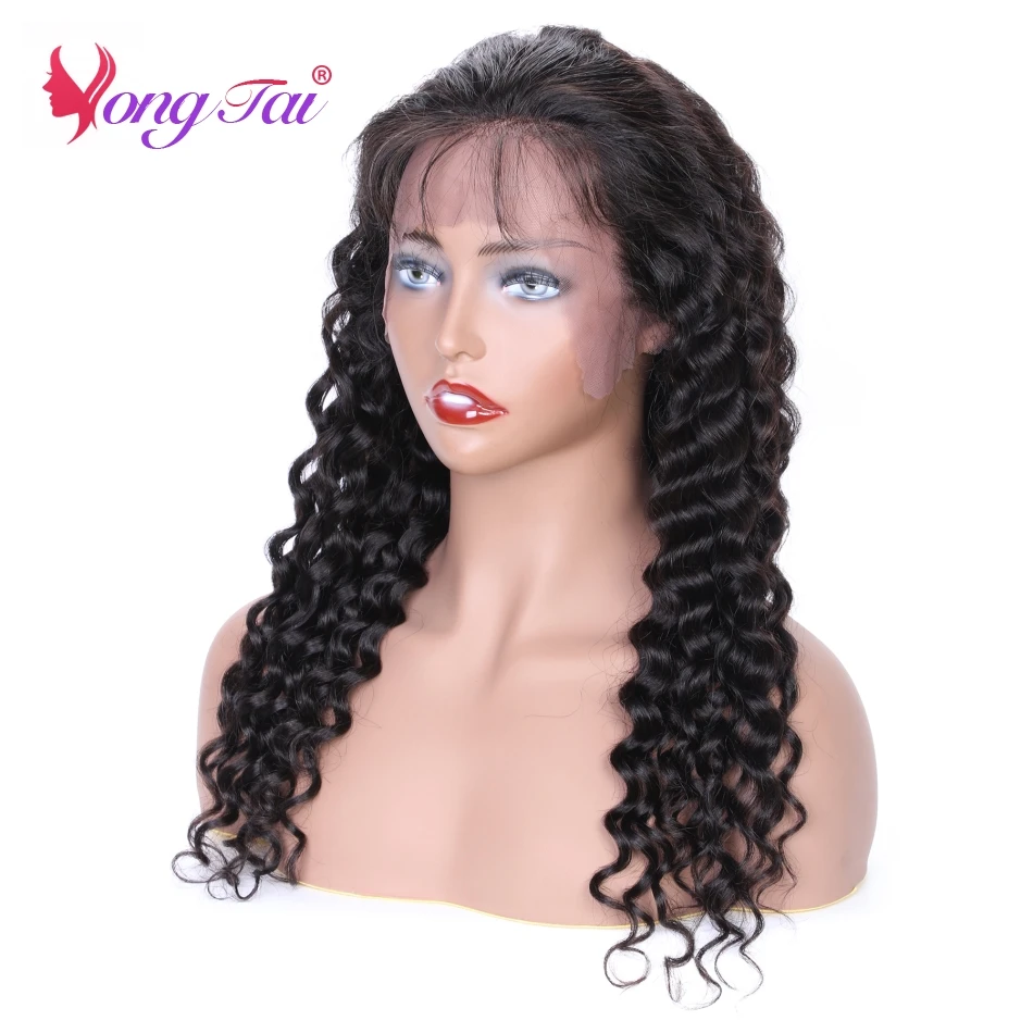 Yuyongtai Deep Wave 13*4 Lace Frontal Human Hair Wigs Pre Plucked With Baby Hair Medium Ratio 10"-26" Remy Brazilian 150Density