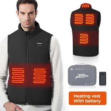 

KEMIMOTO 6 Area Heated Vest Men Women Usb Heated Cotton Jacket Heating Vest Thermal Hunting Vest Winter Heating Clothing Black