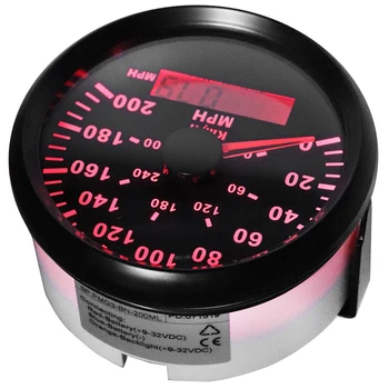 

85mm 200MPH Speedometer Odometer Speed Gauge Meter for Car Truck Boat 12V 24V With Red Backligh Waterproof Auto Gauge