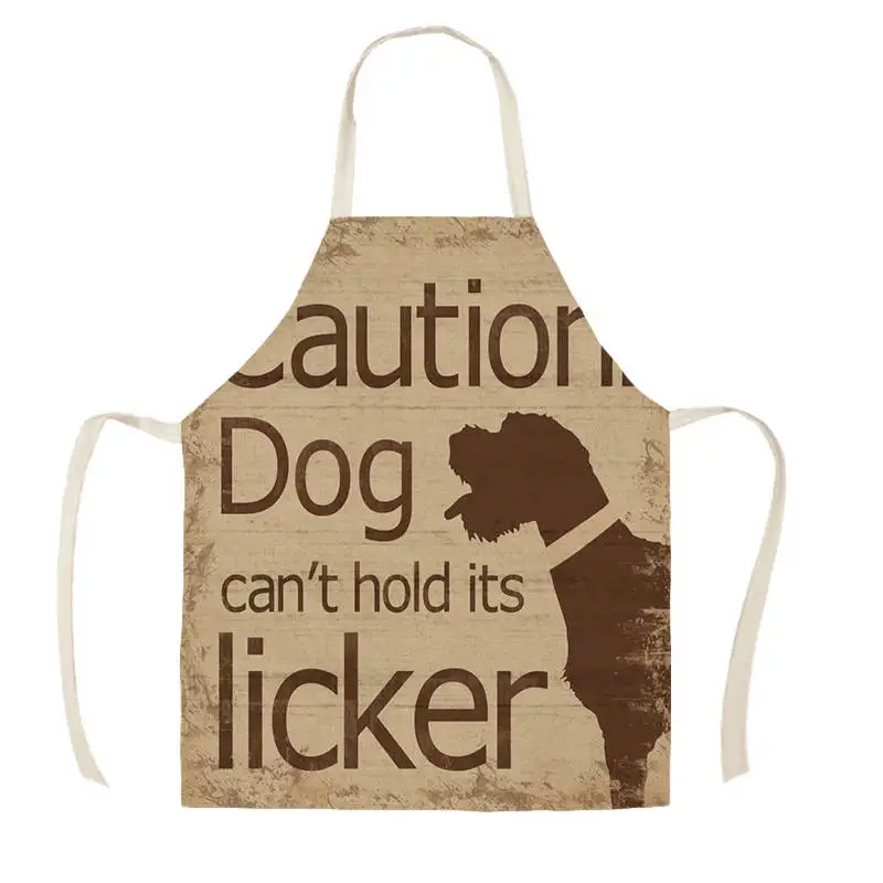 1Pcs Kitchen Apron DOG Letters Home Dog Printed Linen Aprons for Men Women Home Cleaning Tools WQ016