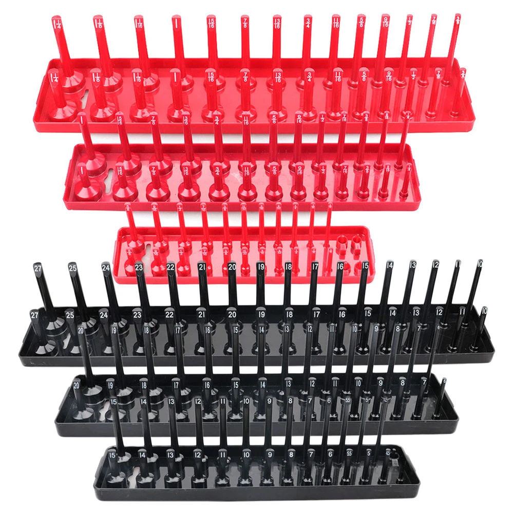 

3PCS/Set 1/4'' 3/8'' 1/2'' Socket Organizer Sleeve Holder Garage Storage Tool Metric SAE Plastic Home Tools Rack Tray Organizer