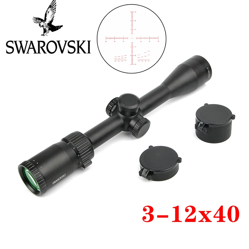 SWAROVSKl 3-12X40 ИК прицел с красной подсветкой Стекло гравированное сетка оптический прицел башенки сброс полный размер охотничьи прицелы