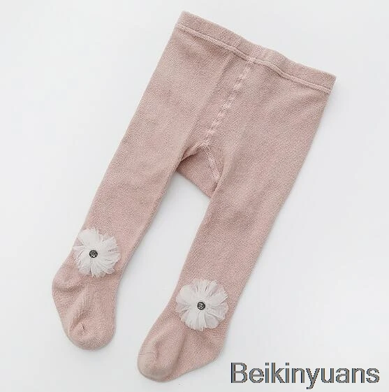 Flower pink Зимние теплые мягкие хлопковые колготки для маленьких девочек модные милые колготки принцессы для От 0 до 6 лет - Цвет: Flower pink