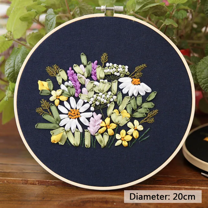 1 dark blue DIY наборы для вышивания для начинающих печатные холщовые ленты вышивка крестиком с обручем ручной работы шитье искусство ремесла аксессуары для дома - Цвет: 1 dark blue