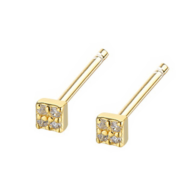 Fashion Women's Minimalist Mini Geometric Studs Earrings Triangle Square Heart Star Zircon Small Earrings Party Jewelry