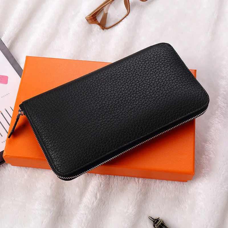 

Women's Large Wallet, Long Authentic Leather Zipper, Large-capacity Hand Bag