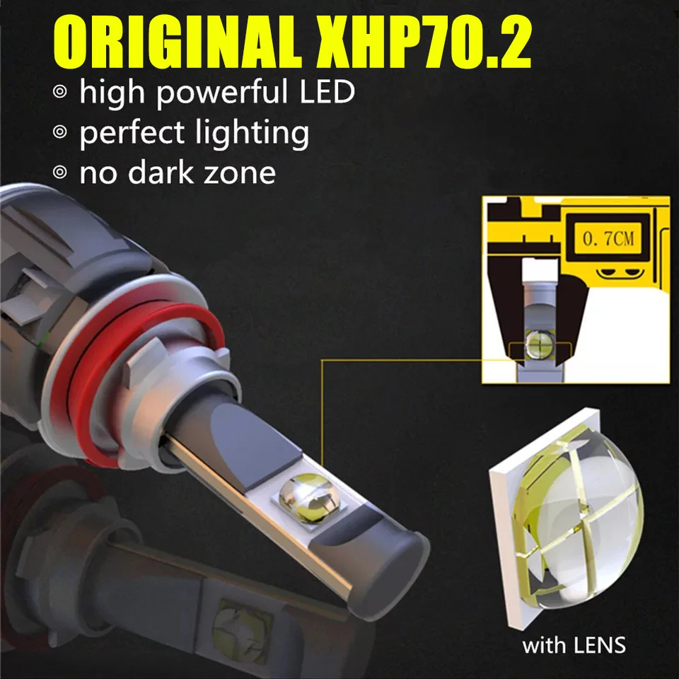 2 шт. H7 светодиодный лампы XHP70 2nd Generation H4 H1 H8 H11 9005 9006 HB4 HB3 Автомобильные фары 5500 к 6000
