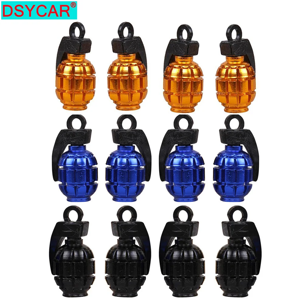 Motorcycle Chrome Hand Grenade Style Tire Valve Caps Cool Unique Nade Design 