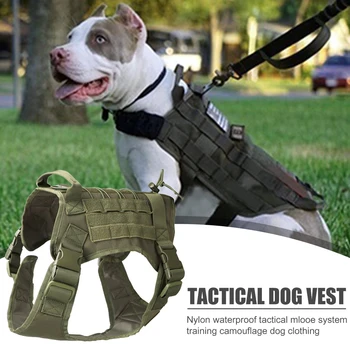 

Adjustable Tactical Service Dog Vest Training Hunting Molle Nylon Water-resistan Military Patrol Dog Harness with Handle Hunting