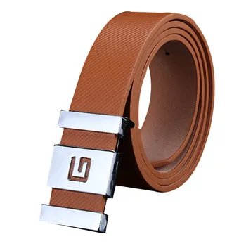 

Women Men Belt Carven Metal Smooth Buckle Leather Belt Simple Waistband Belt For Pants pasek damski cinturones para hombre #H