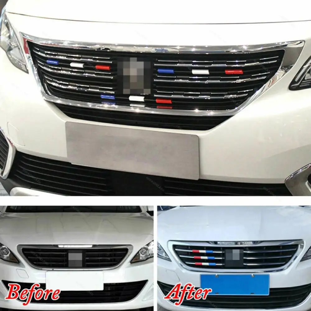 Car Front Grille Grill Cover Trim For Peugeot 301 4008 308 408 Set of 3Pcs car front grille cover