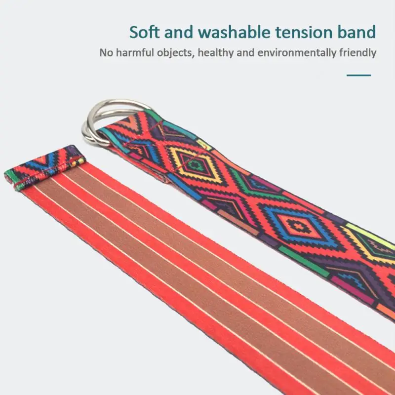 Yoga Resistance Bands Color Pattern Stretch Belt Lacing Yoga Rope Wall Lanyard Tension Belt Auxiliary Yoga Stretching Belt