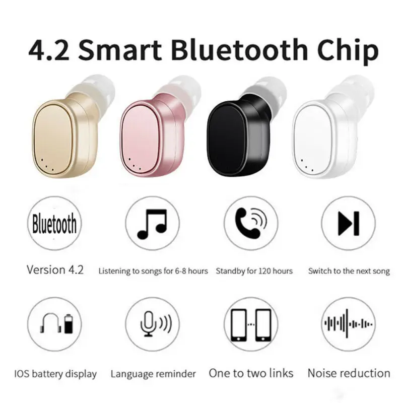 

Mini Single Earless Headset Earphone Headphone Earbuds Smallest Bluetooth Stereo In-Ear with Magnetic USB Charging Base
