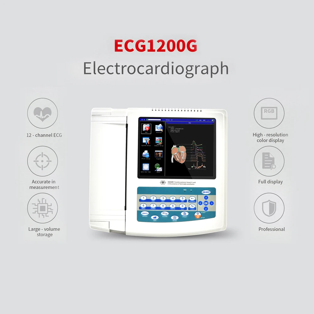 CONTEC ECG1200G цифровой 12-канальный/свинцовый CE сенсорный экран EKG + ПК синхронизация