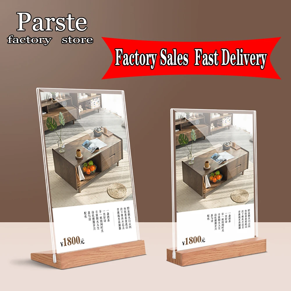 A5 Acrylic L-Style T-Type Strong Table Signboard Double-sided Tab Le Sign Display Card Rack Table A4 A6 Paper Holder Showing a5 wooden table sign holder magnetic desk acrylic label holder horizontal 150 210mm t poster stand price card display rack