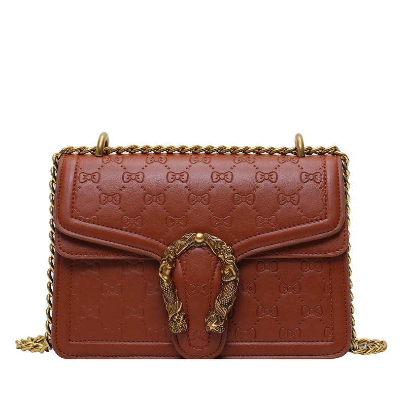 The New Korean Ladies Can Wear A Small Square Bag With Fashionable Chain On One Shoulder And Across Body | Багаж и сумки