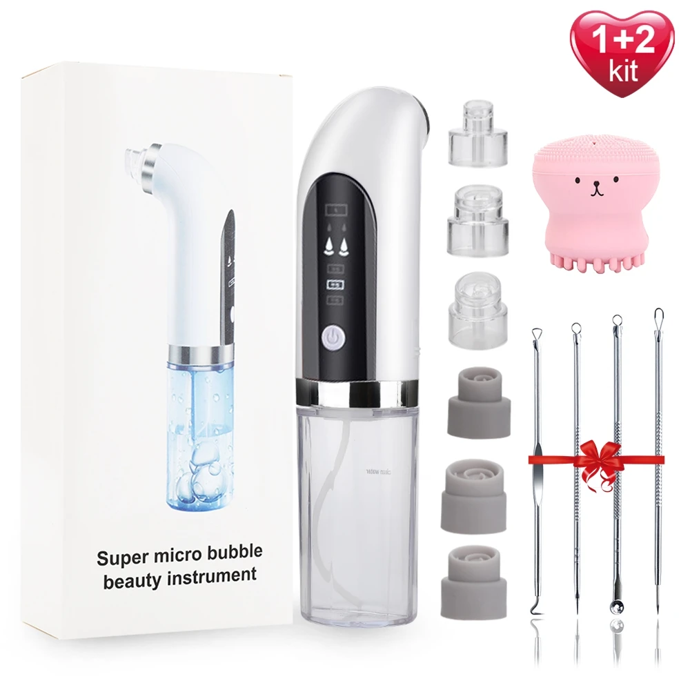 New LED Light Small Bubble Blackhead Remover Pore Vacuum Suction Water Cycling SPA Facial Cleanser Pimple Sucker Face Cleansing