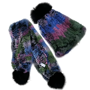 

New Russian Women Knit Real Rex Rabbit Fur Scarf Lady Fashion Floral Rex Rabbit Fur Mufflers Hot Winter Warm Natural Fur Scarves
