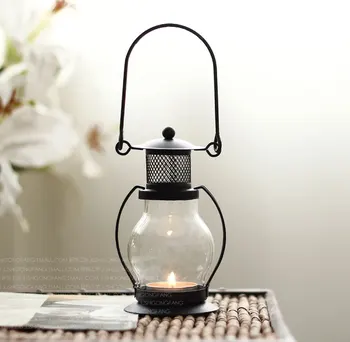 

Europe Candle Holder Stand Mold Glass Vintage Metal Pillar Hanging Tealight Kaarsenhouder Glass Cylinder Candlestick KK60ZT