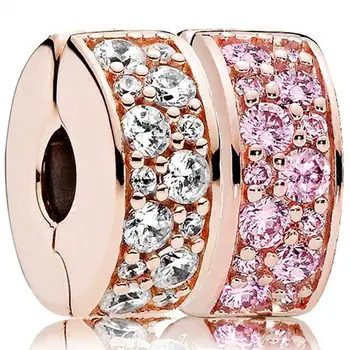 

Original Rose Shining Elegance Clip Lock Stopper Beads Fit 925 Sterling Silver Bead Charm Bracelet Bangle Diy Jewelry