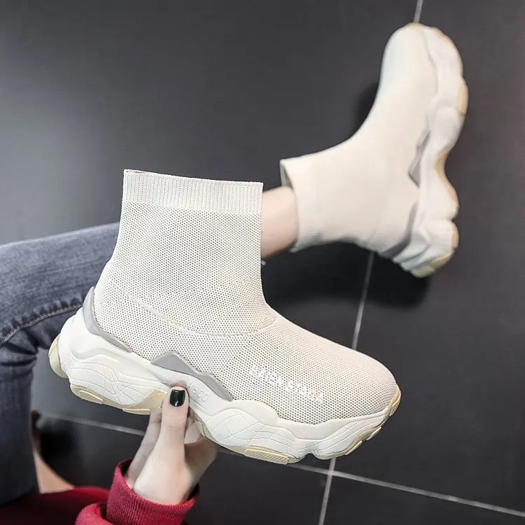 

Hight-top Casual Shoes Women's 2019 Autumn New Products Platform Athletic Shoes Breathable Mesh WOMEN'S Shoes Micro