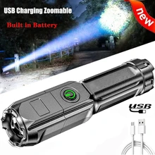 

LED Tactical Flashlight USB Rechargeable COB Flashlight Waterproof Torch Lantern Portable Hand Lamp with Side Light