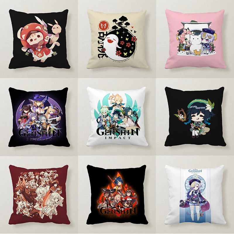 

Genshin Impact HU TAO Pillow Case Cartoon Anime Pillowcases Decorative Sofa Home Chair Car Cushion Covers 45cm No Pillow Insert