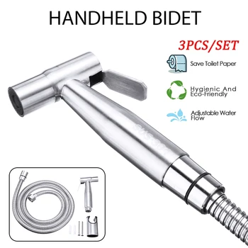

1 Set Portable Handheld Bidet Toilet Sprayer Stainless Steel Bathroom Potty Baby Cloth Diaper Sprayer Set Bidets