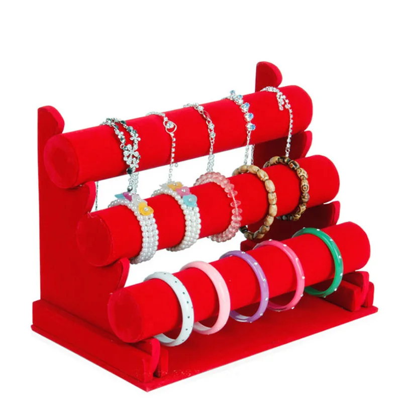 Various Fabric Options Bracelets Holder Bangle Stand Durable T-Bar Jewelry Display Jewellery Organizer Rack fashionable new earrings holder necklace jewelry display jewellery organizer pendants stand made of resin durable bust show rack