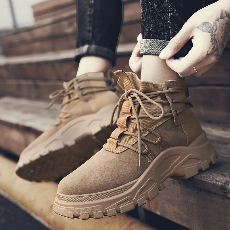 

New Style Martin Boots Men's Boots 2019 Autumn Hight-top Platform Shoes Workwear Desert Boots England Combat Boots Versatile Kor