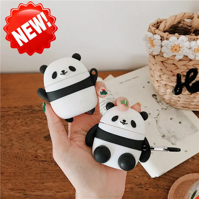 

Funny Cute panda Bluetooth Earphone Case For Apple Airpods Cover Cartoon Silicone Headphone Case Box Headset Bag For Air pods
