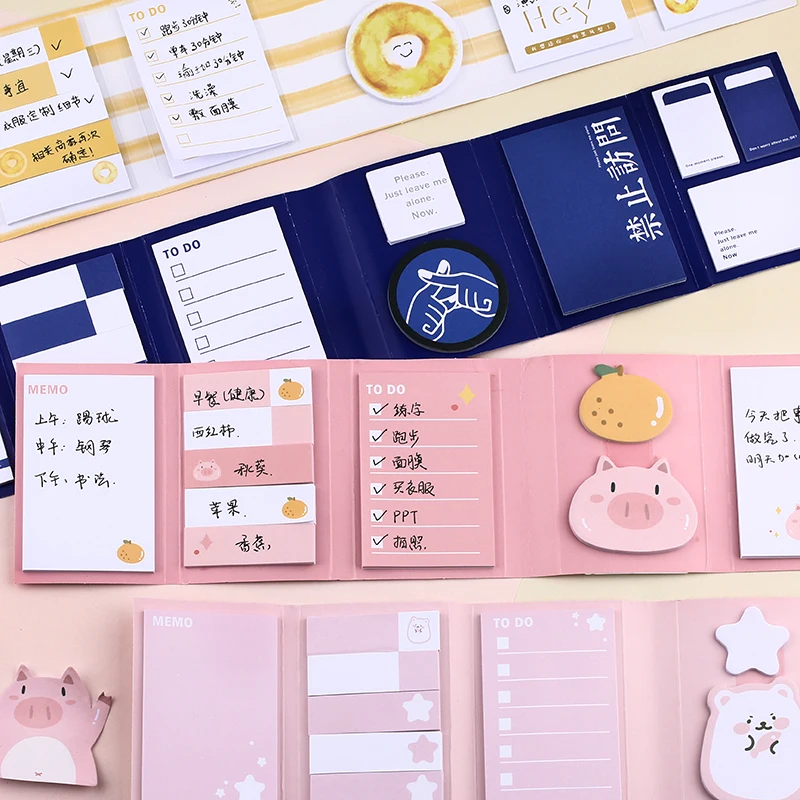 

Animal series Cat Rabbit Pig Bear Multi 6 Folding Memo Pad Sticky Notes Memo Notepad Bookmark Writing Pads Gift Stationery