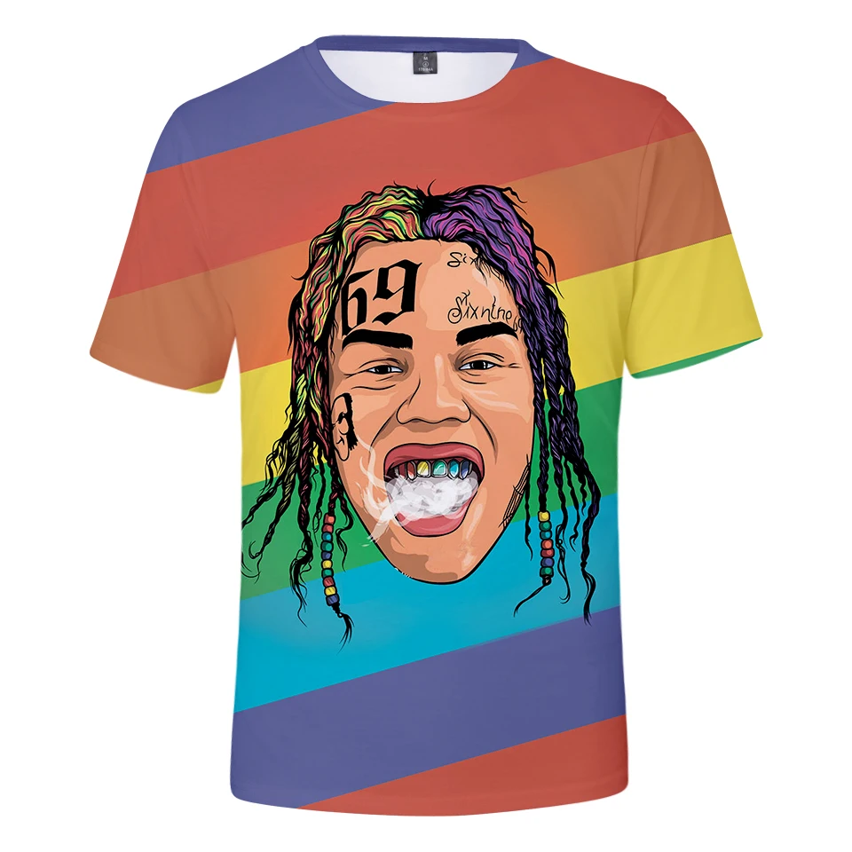 Футболка 6IX9INE для мужчин и женщин модная Повседневная Удобная рубашка с 3D