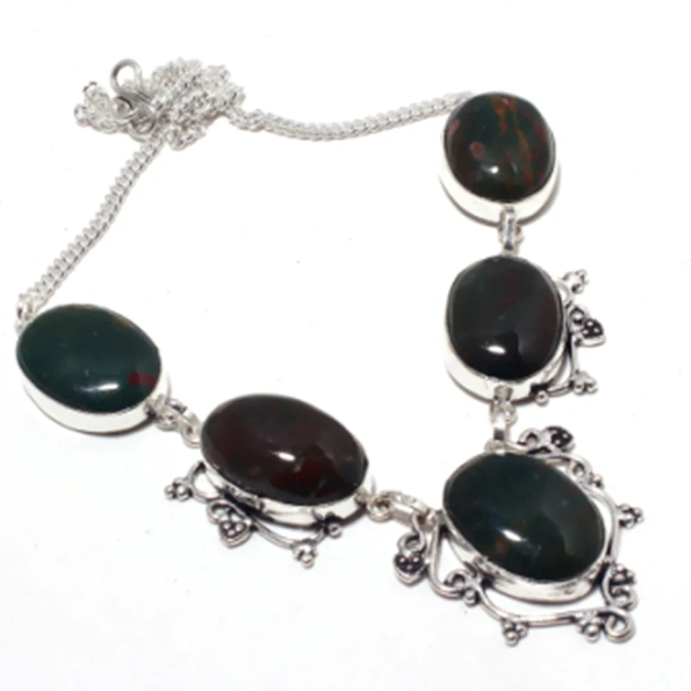 

Ожерелье из кровяного камня серебряное покрытие над медью, 49,9 см, N4126