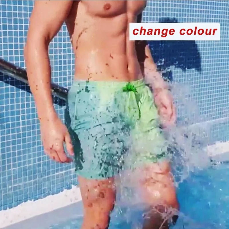Купальный костюм для мужчин летние мужские повседневные шорты температура воды Цвет Изменение пляжные шорты магический плюс размер XXL XXXL 3 - Цвет: Армейский зеленый