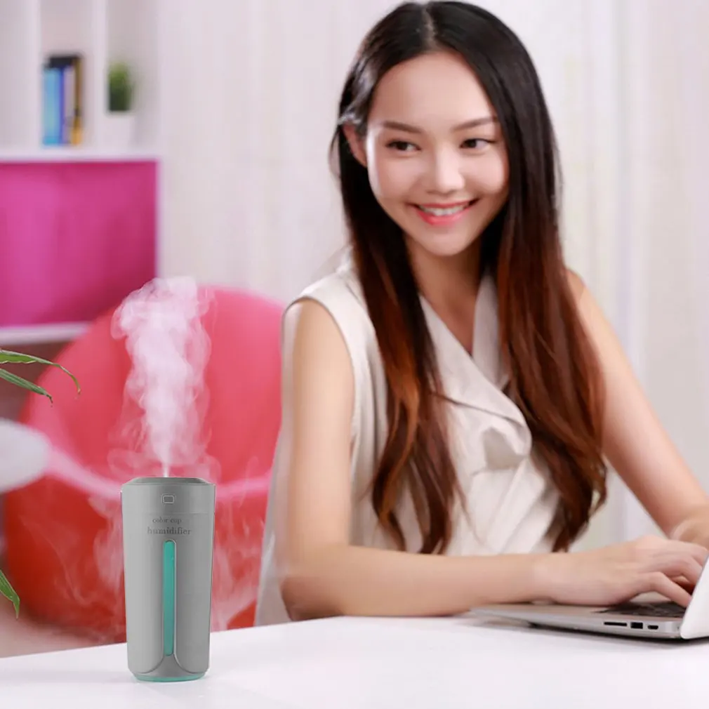 

Mini Cup Shape Air Humidifier Mist Maker Air Moistener Noiseless Colorful Night Light Mist Maker For Car Home