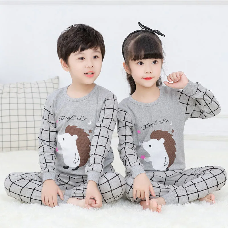 big baby sleepwear Children Pajamas 2pc Long Sleeve Cartoon Kids Sleepwear Baby Girl Clothes Sleep Suits  Autumn Cotton Child Pyjamas Boy Nightwear sleepwear for kid female