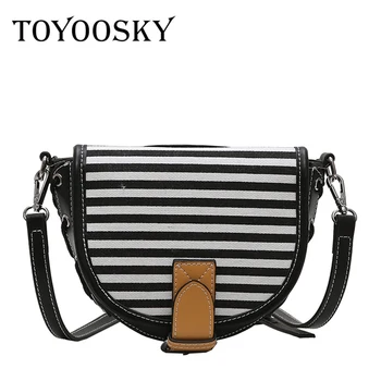 

TOYOOSKY Preppy Pattern Brief Diagonal Shoulder Bags Women Canvas Bag Casual Ladies Designer Messenger Bag Striped Saddle Purse