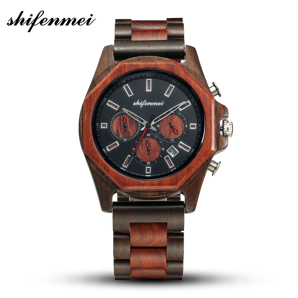 

SHIFENMEI Brand Luxury Wood Watch Men Analog Quartz Watch Movement Male Clock Fashion Wristwatches Relogio Masculino S5561