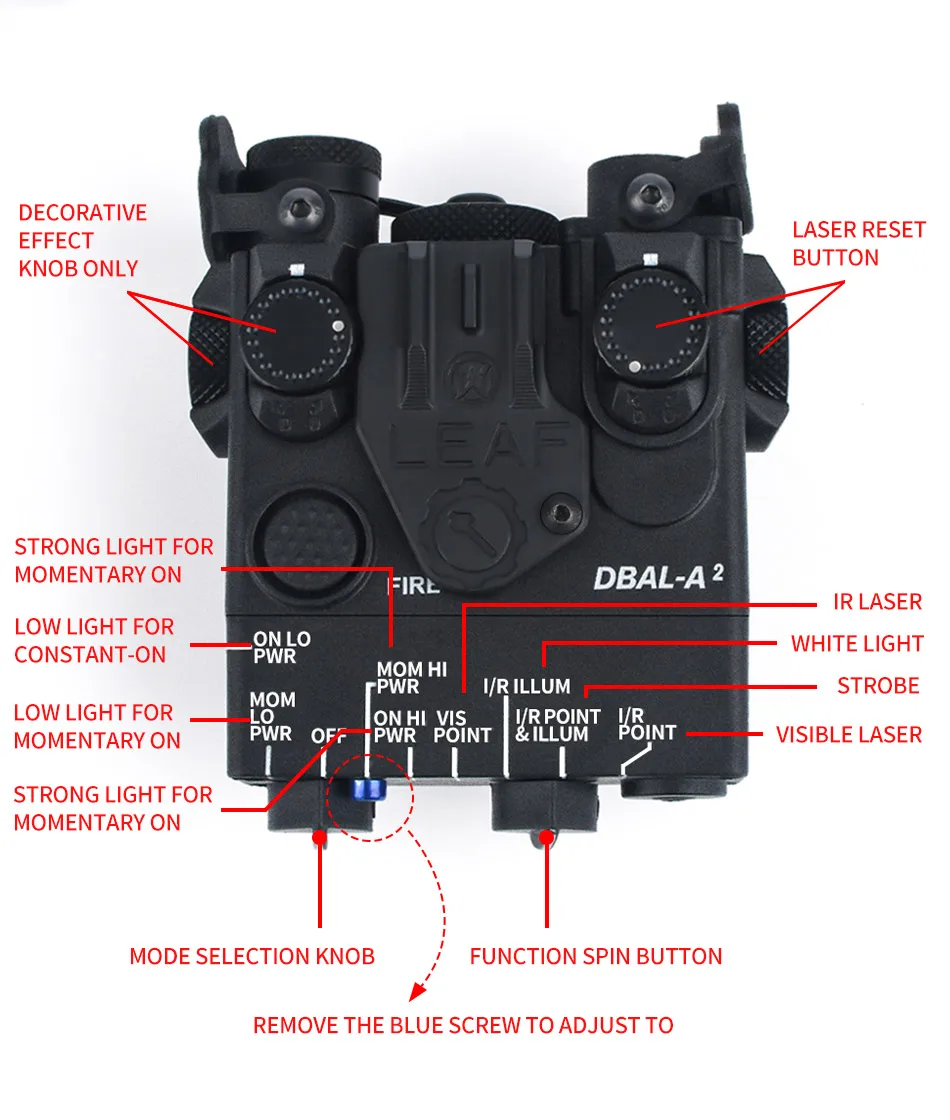 WADSN Airsoft PEQ Mini DBAL-A2 Green Dot IR Aiming Laser with White Light PEQ15 dbal a2 Hunting Weapon Tatical Strobe Light