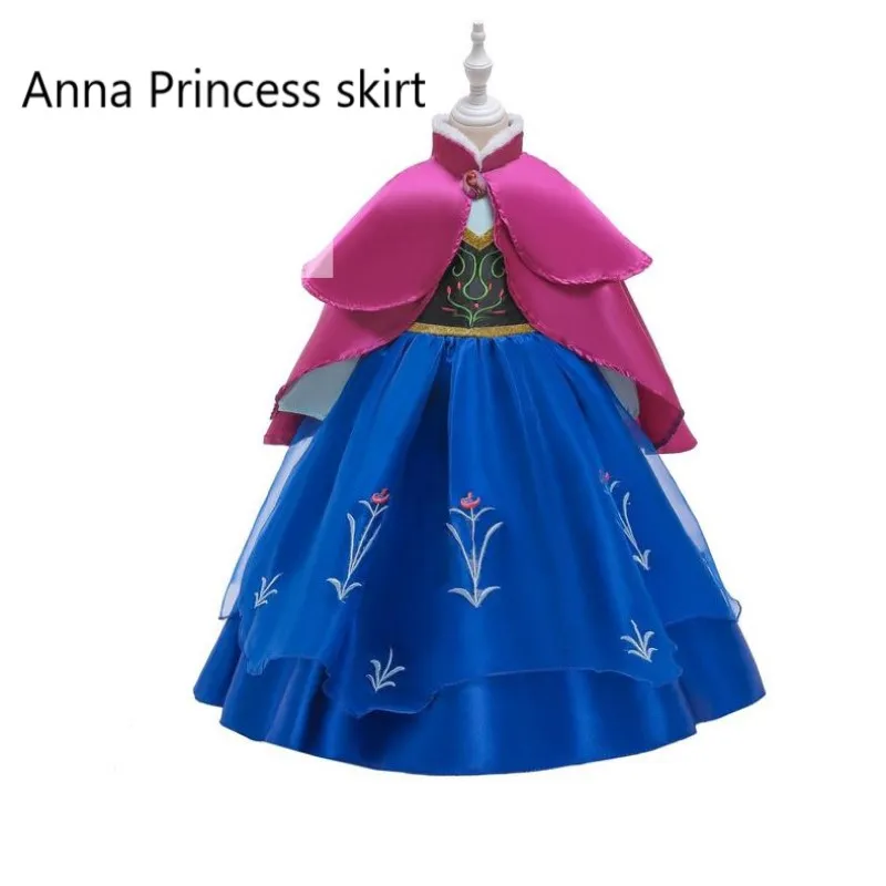 Платье принцессы из мультфильма «Холодное сердце»; платье принцессы Анны для девочек; платье с длинными рукавами для дня рождения; платье с накидкой для костюмированной вечеринки; костюм для Хэллоуина