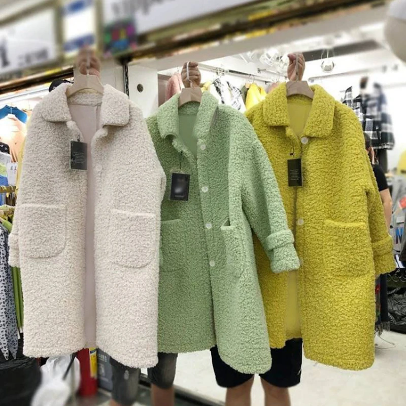 

Autumn and winter new 2020 coat women's wild loose Korean version of the long imitation lamb hair David clothing cashmere tide