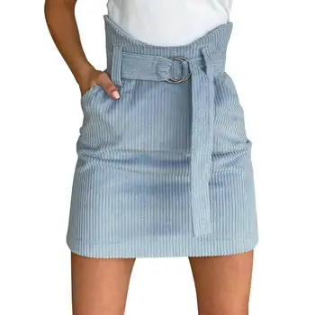 

Women Summer Skirt Solid Casual High Waist Pencil Denim Skirts High Street Pockets Button All-matched Skirt A-line Skirt